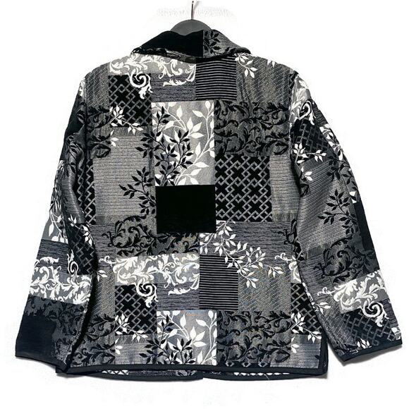Drapers & Damons Black and White Patchwork Jacket Women's Medium Button Up - Picture 2 of 8